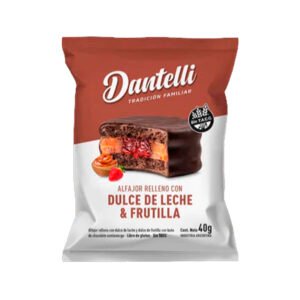 DANTELLI ALFAJOR DULCE DE LECHE Y FRUTILLA X12