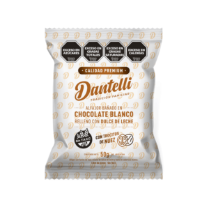 Alfajor Dantelli Blanco Relleno con Nuez y Dulce de Leche